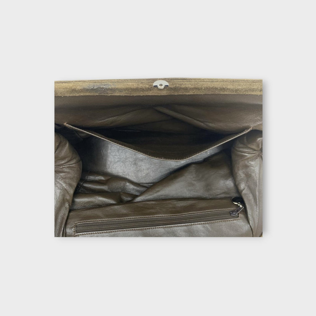 CHANEL Coco Mark Matelassé Suede Chain Shoulder Bag Brown Silver Hardware 【B】