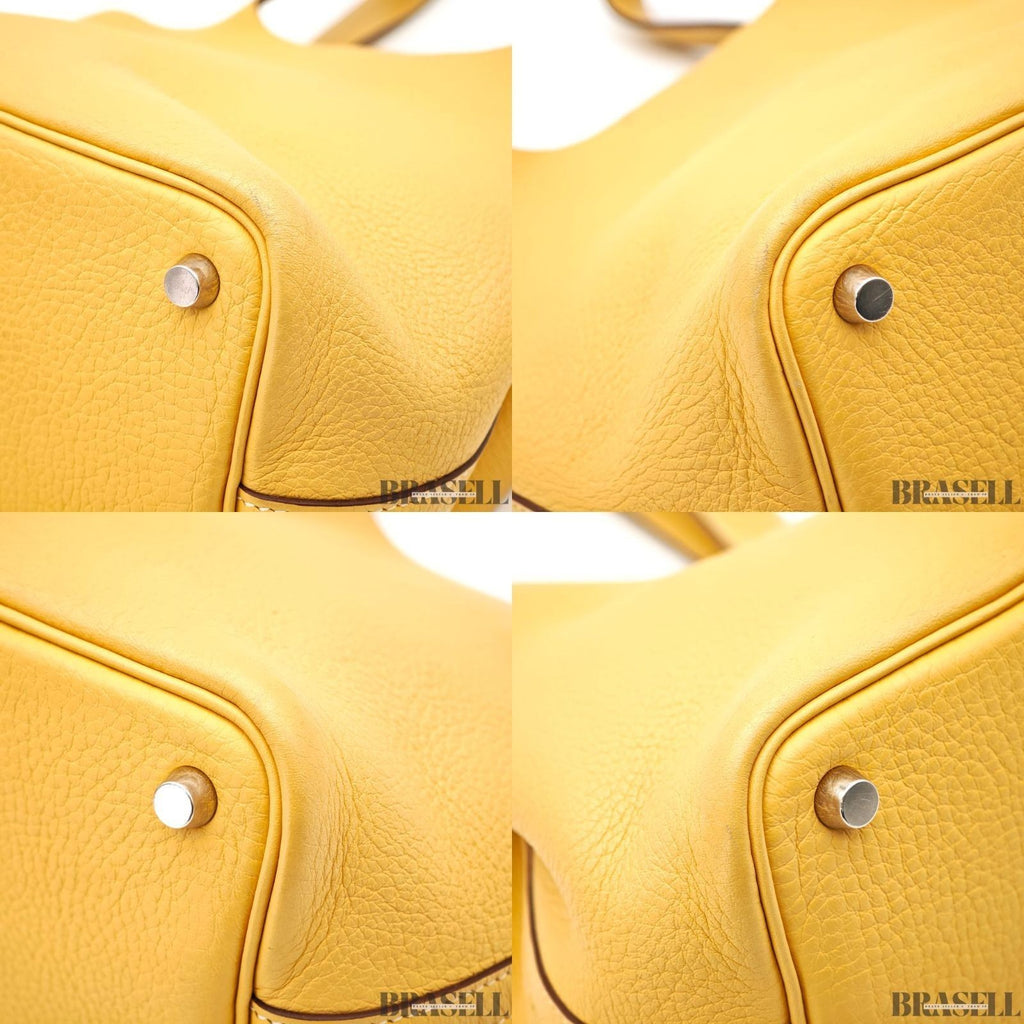 Hermes Picotin PM Bucket Bag Handbag Beige Women Silver Hardware With Dust Bag