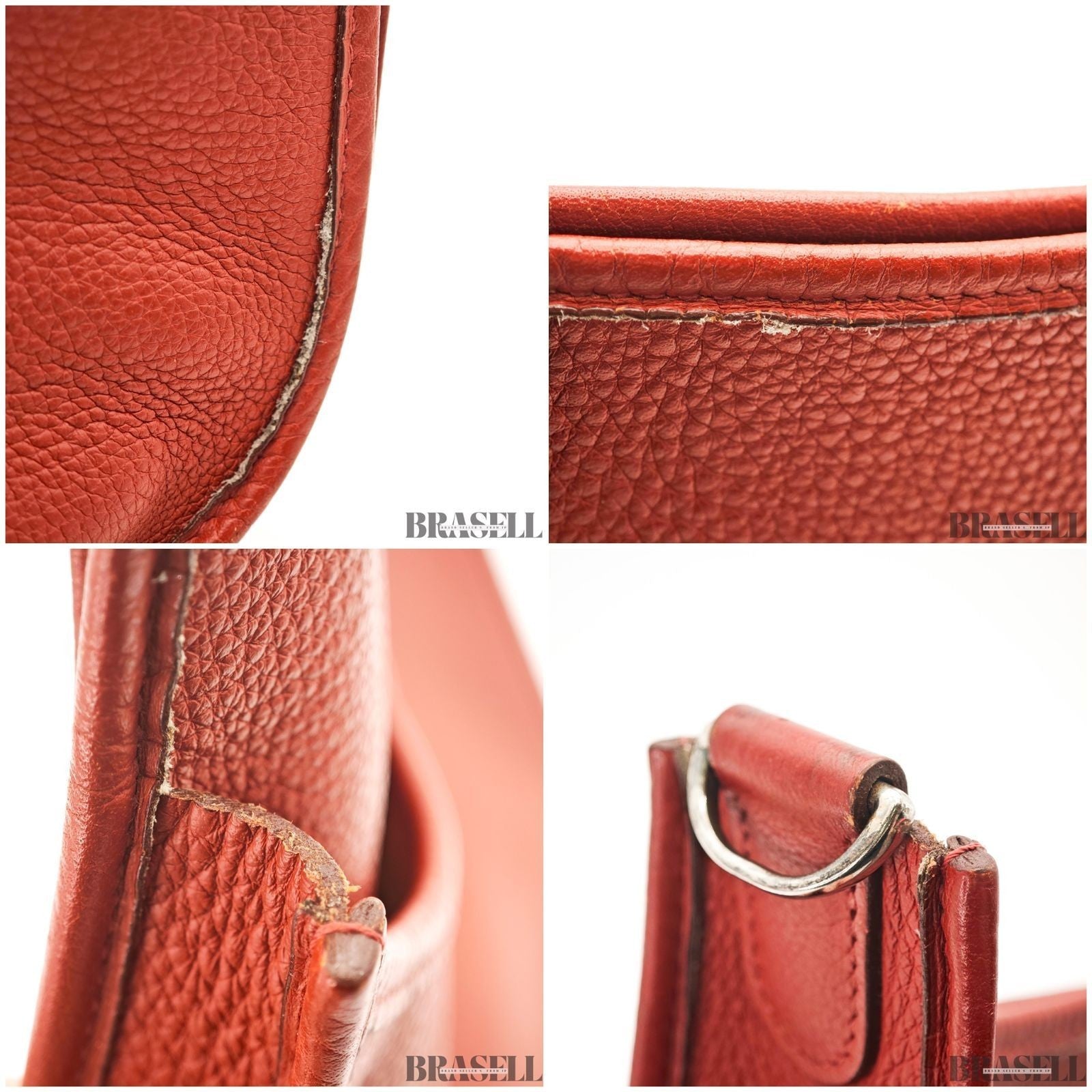 HERMES Evelyne II Shoulder Bag Brown Clemence Leather with Strap