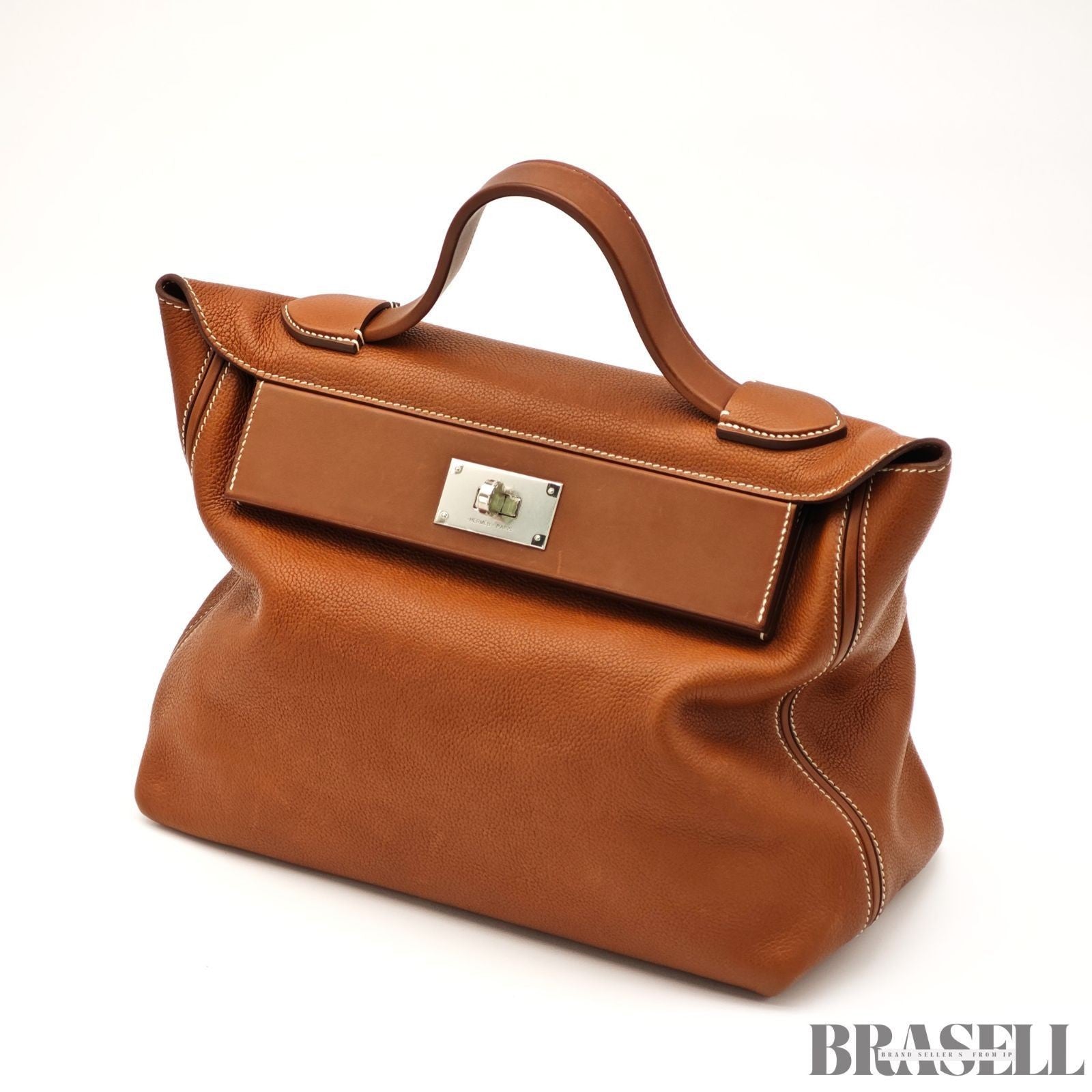 Hermes Sac 24/35 Handbag Top Handle Bag Brown Taurillon Maurice Swift Leather