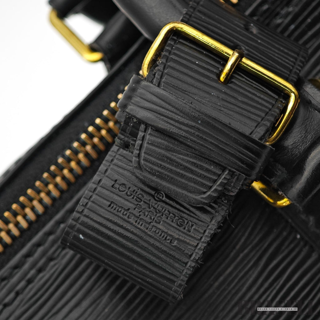 Louis Vuitton Epi Leather Keepall 50 Black Embossed Logo Boston Bag Travel Large
