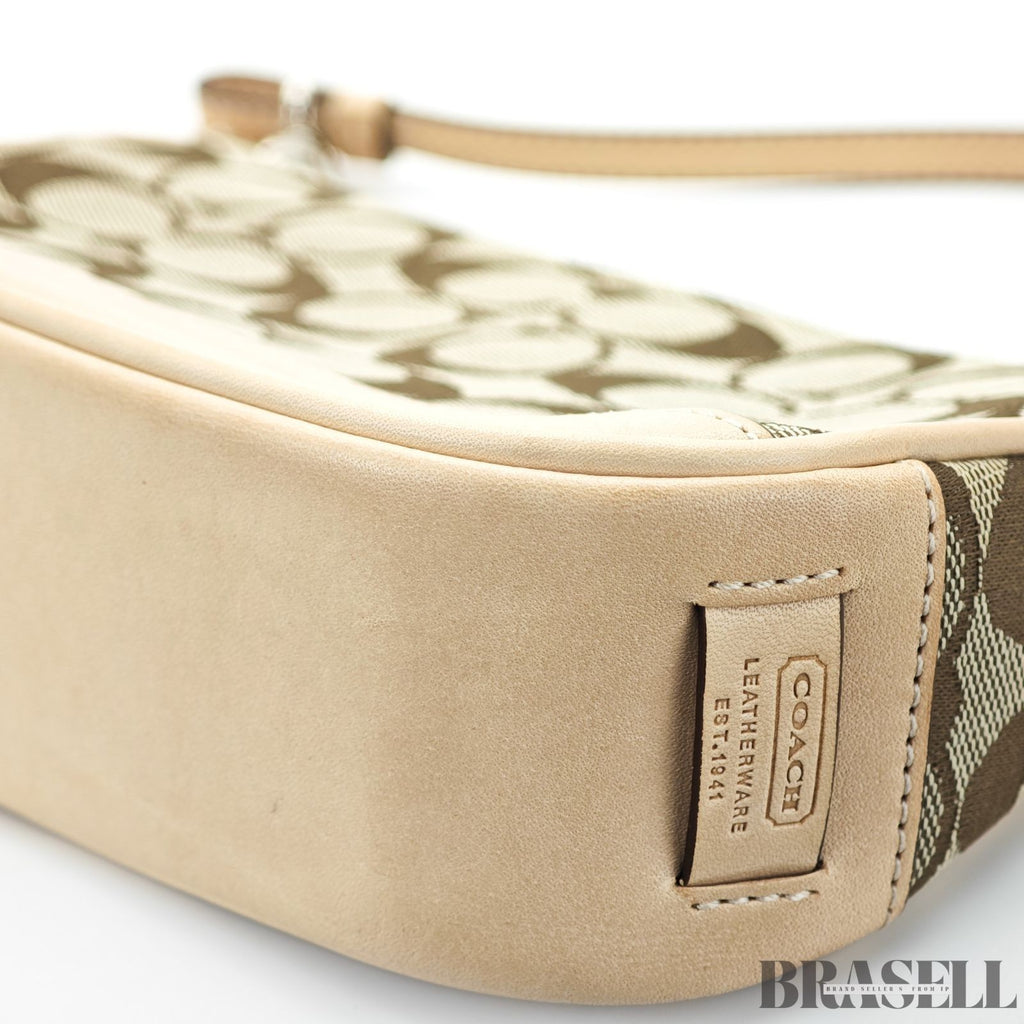 COACH Signature Mini Bag Beige Handbag Women's with Dust Bag