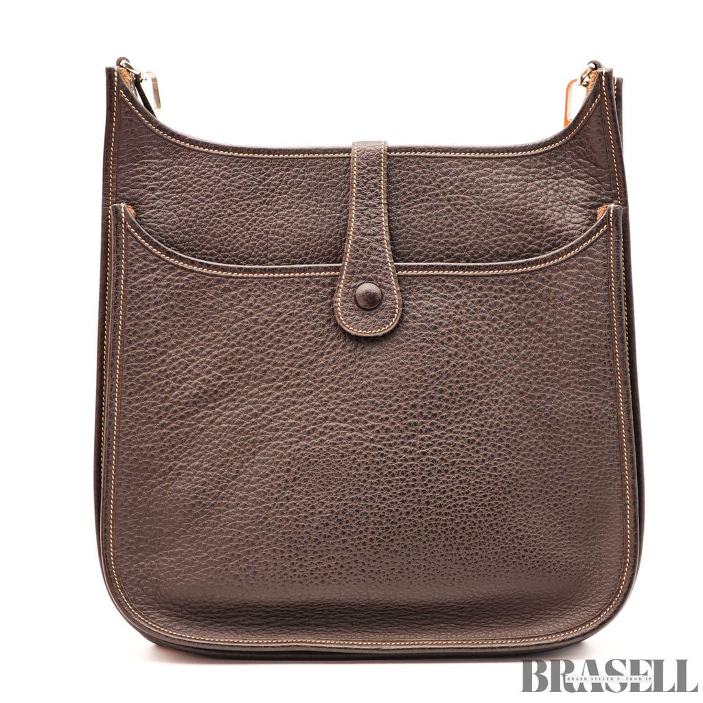 HERMES Evelyn 2 GM Punching H logo Shoulder Bag Brown w/Box Dust Bag Strap