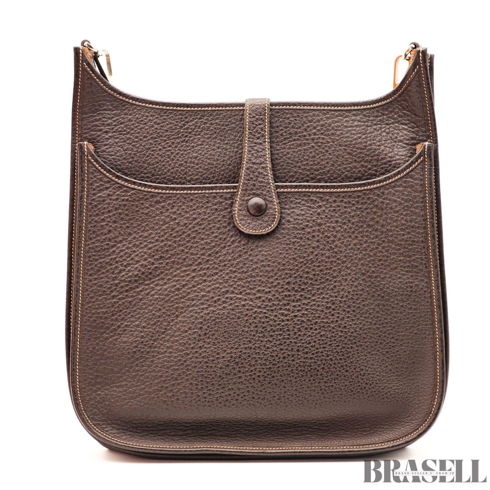 HERMES Evelyn 2 GM Punching H logo Shoulder Bag Brown w/Box Dust Bag Strap