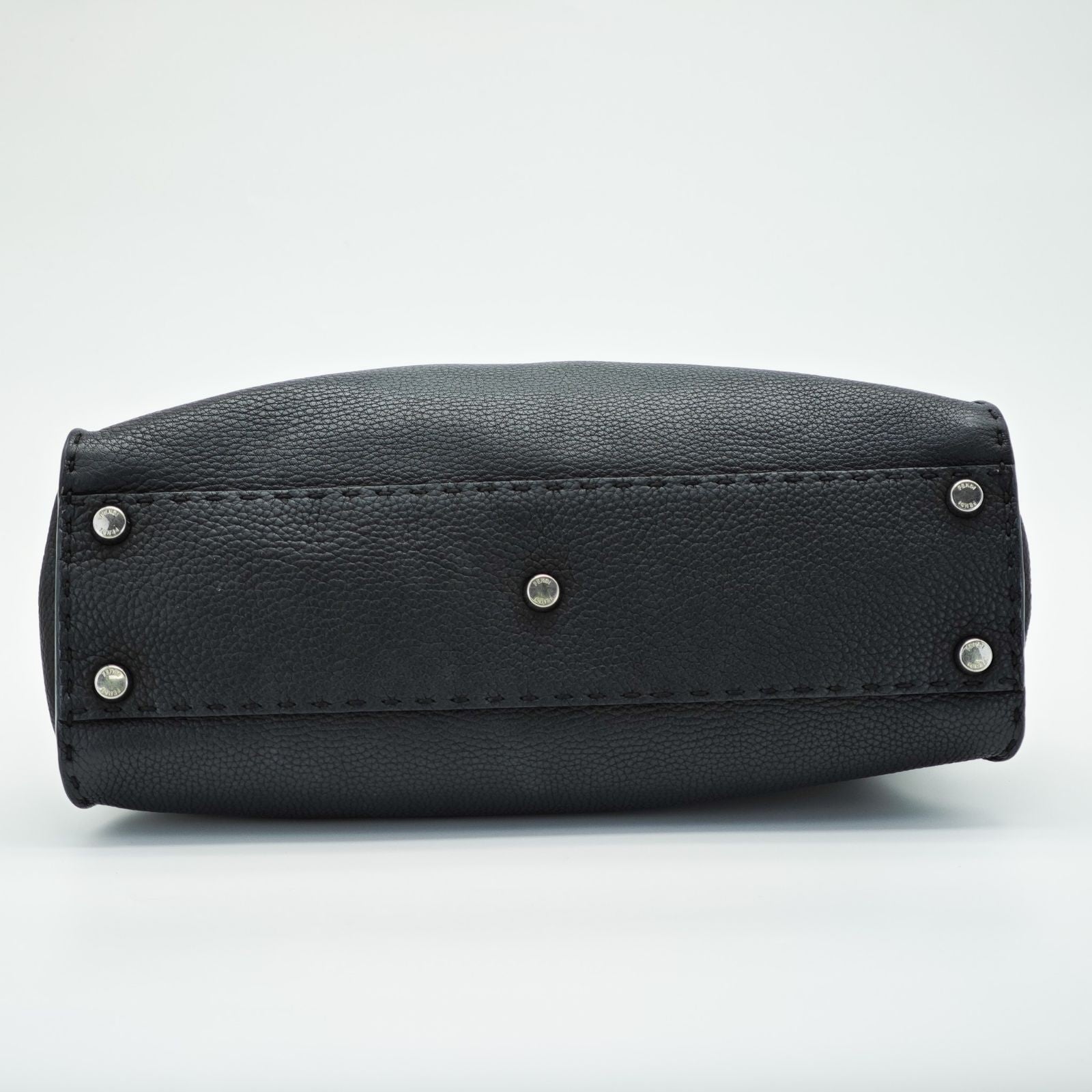 FENDI Selleria Peekaboo Handbag Tote Bag 8BN290 Leather Black