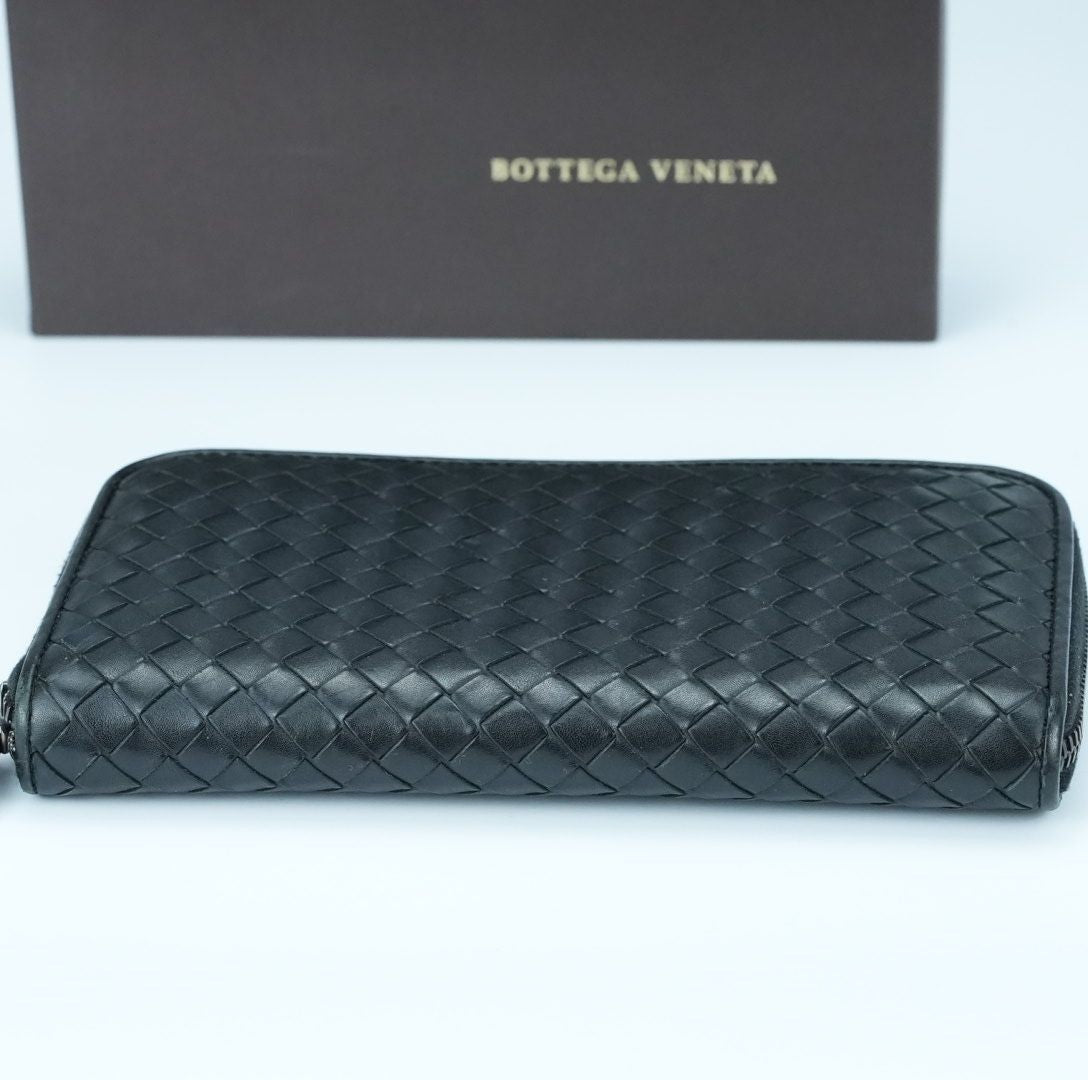 BOTTEGA VENETA Intrecciato Long Wallet Black for Men and Women