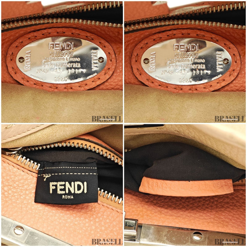 Fendi Regular Peekaboo Selleria 8BN226 Handbag Shoulder Bag 2Way Beige