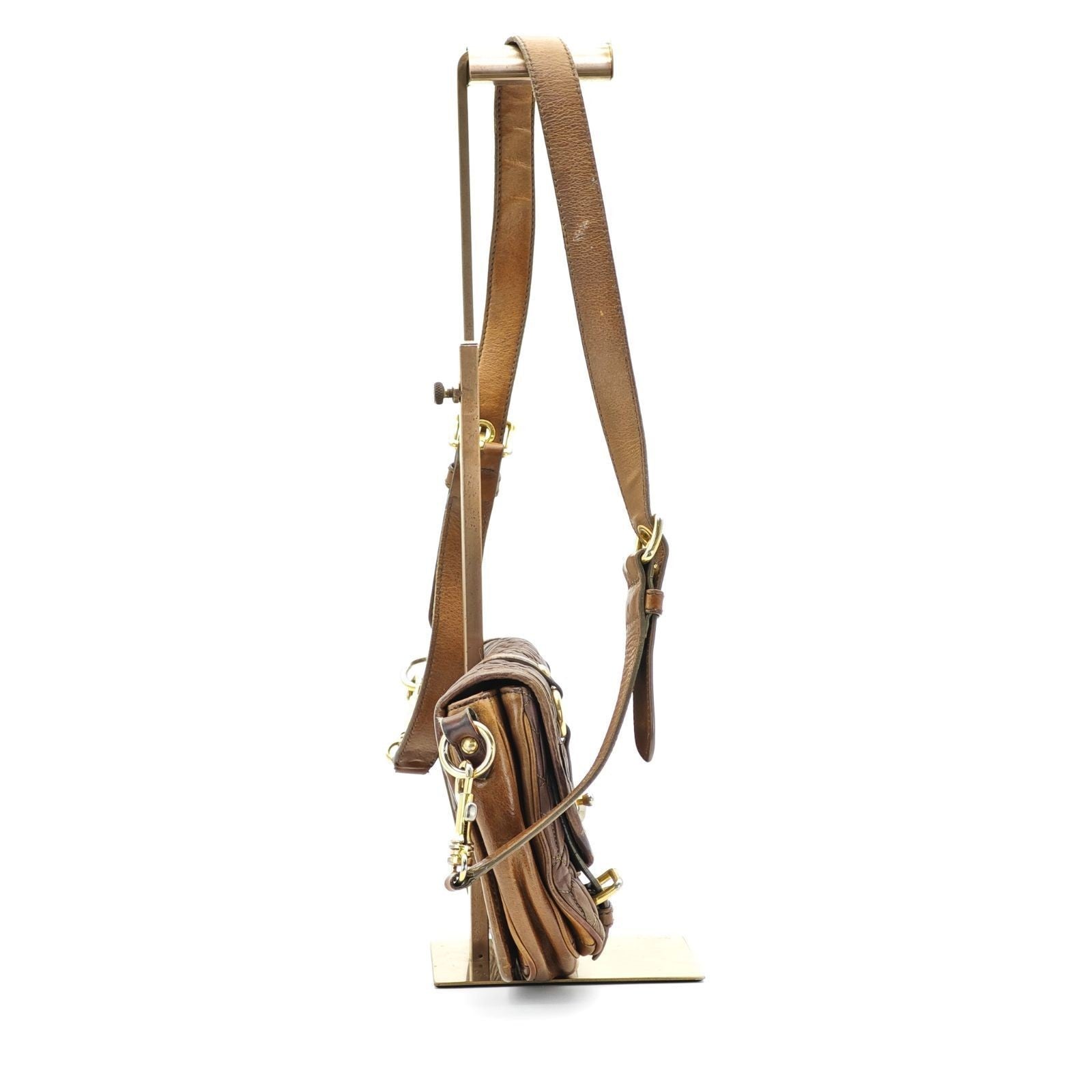 MIU MIU Nappa Croquet Matelassé Shoulder Bag Brown Unisex
