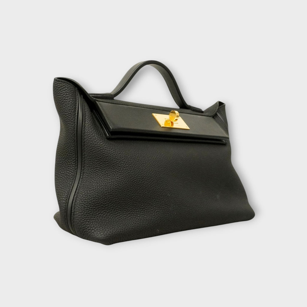 Hermès Handbag Vingt Quatre 29 Togo Black Gold Hardware Y Stamp 【A】
