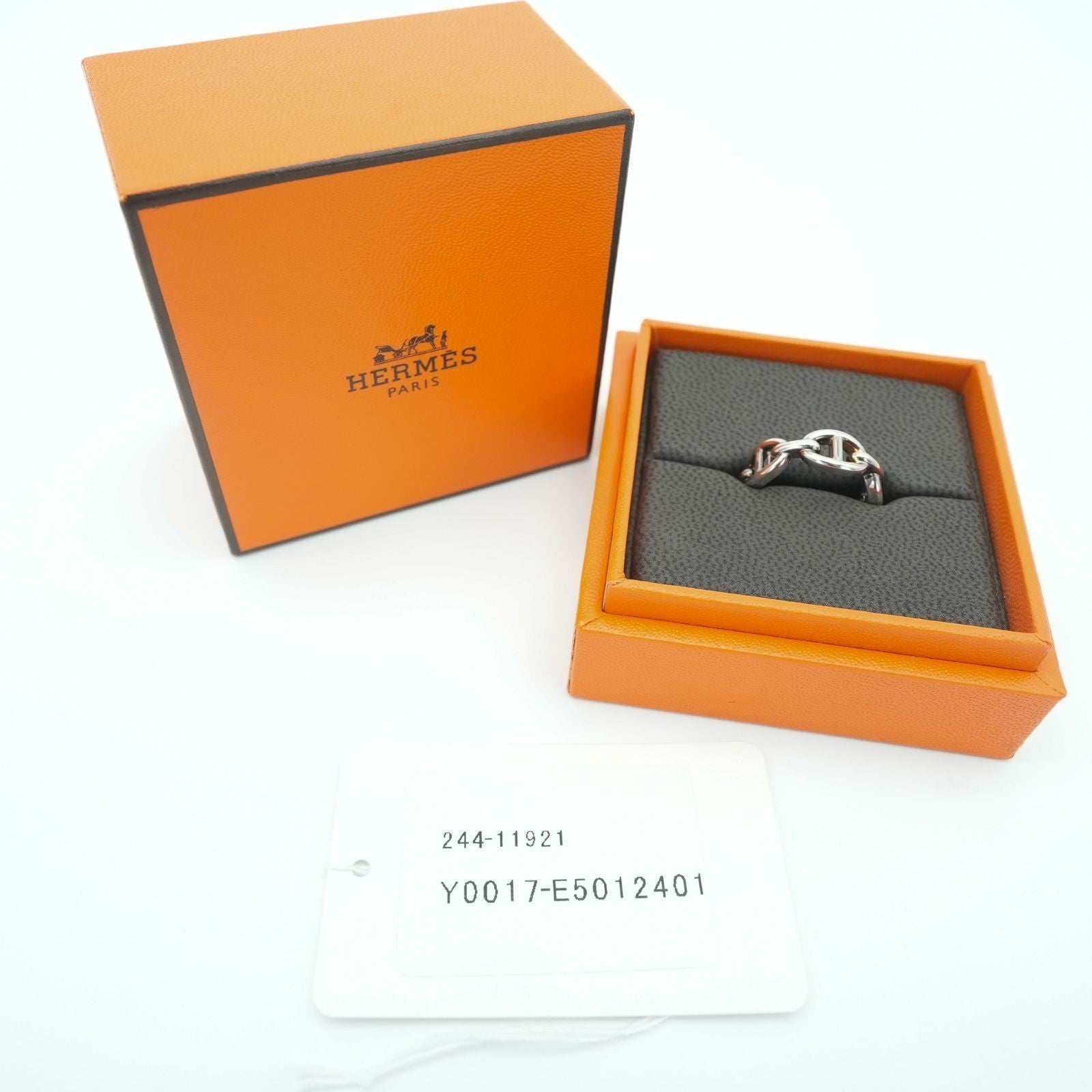 HERMES Anchaîne Chaine d'Ancre Ring Men's Silver SV925 #56
