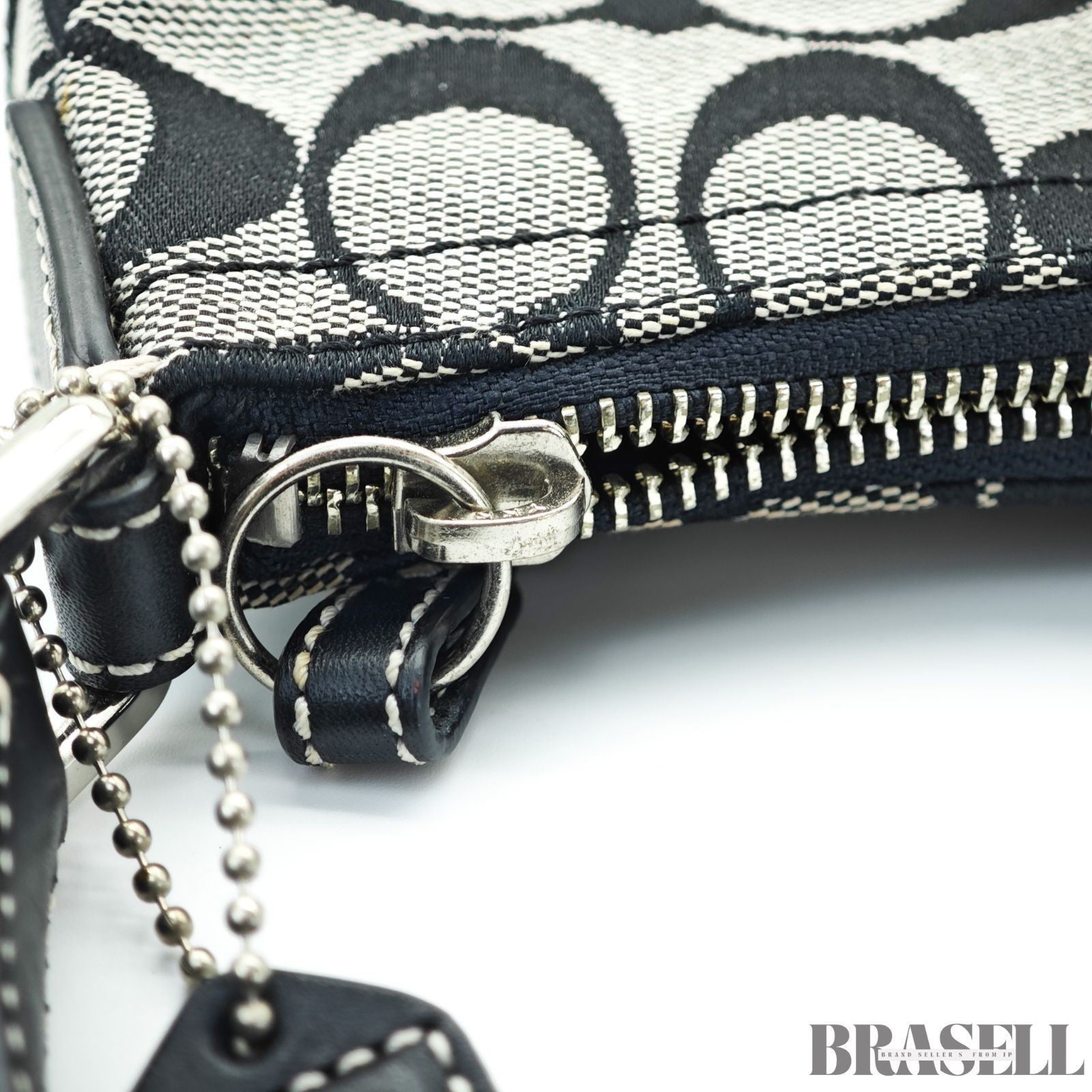 COACH Signature Shoulder Bag Hobo Bag Crescent Moon Black