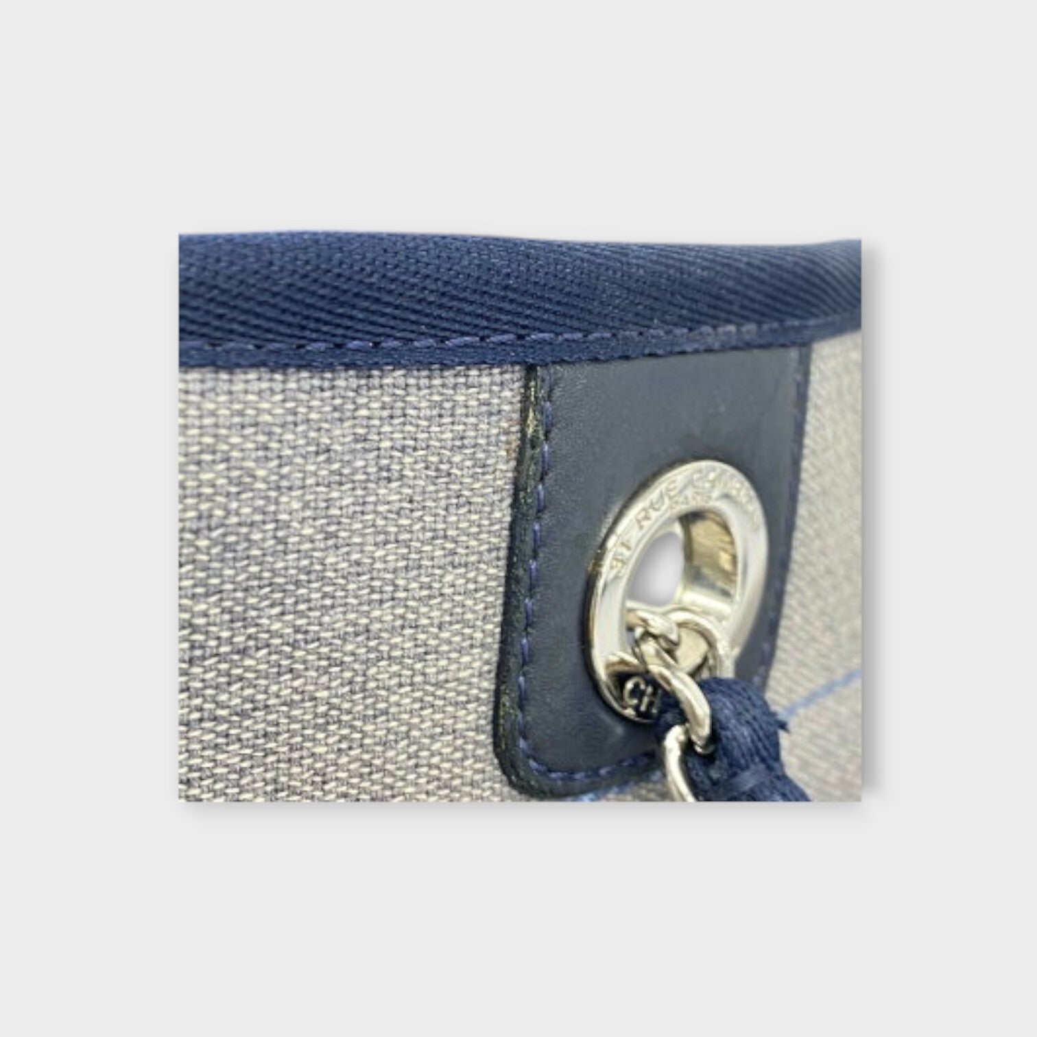 CHANEL Deauville Line Medium Tote Shoulder Bag Logo Coco Mark Chain Shoulder