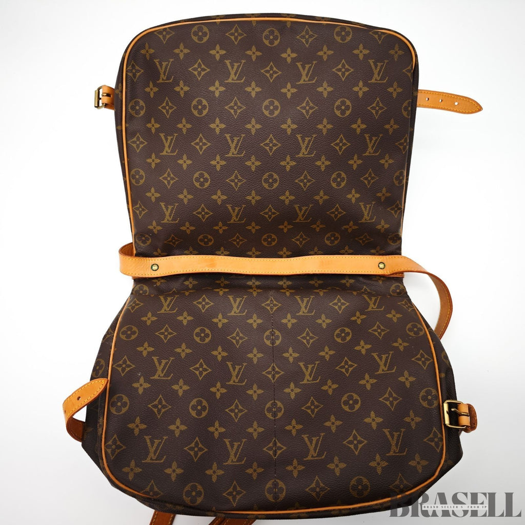 Louis Vuitton Saumur 35 M42254 Shoulder Bag Monogram Canvas Leather Brown Women