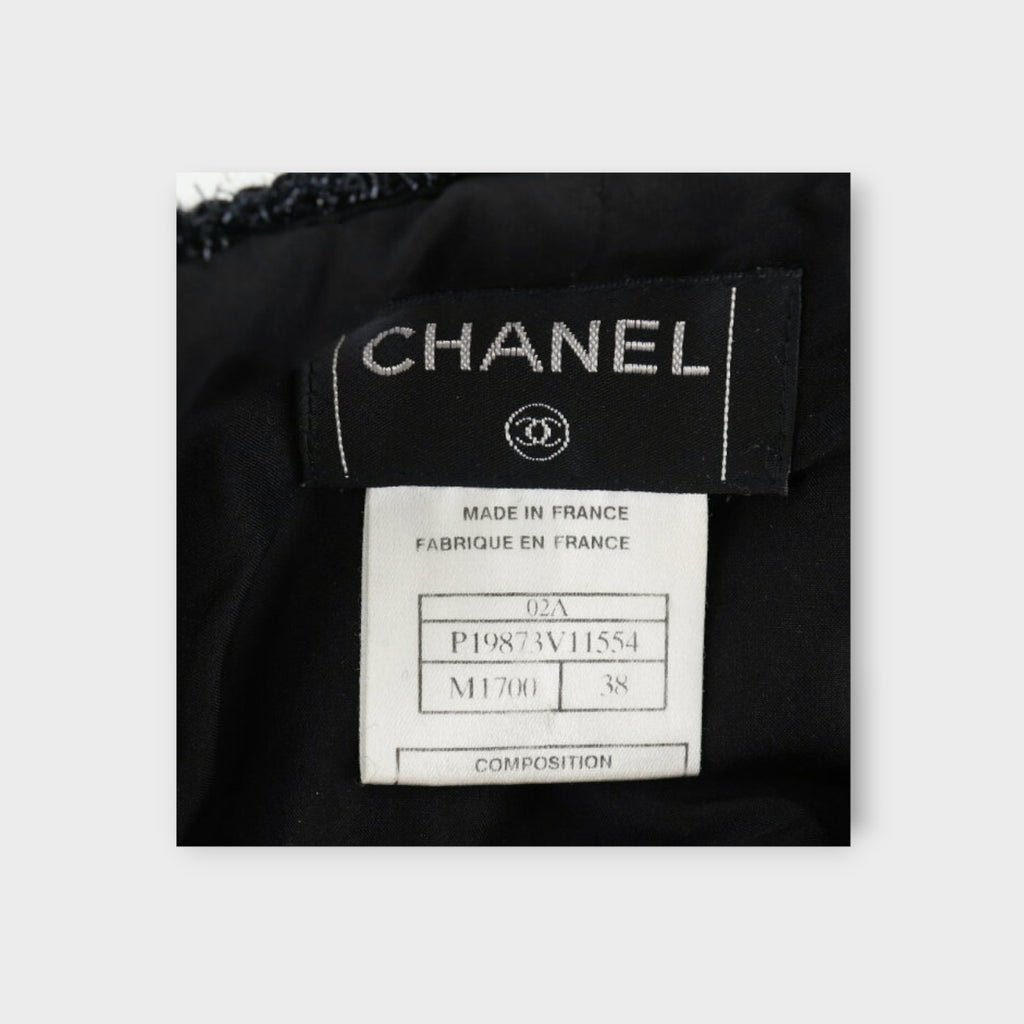 CHANEL Flare Skirt P19873V11554 Tweed Made in France 2002 Black
