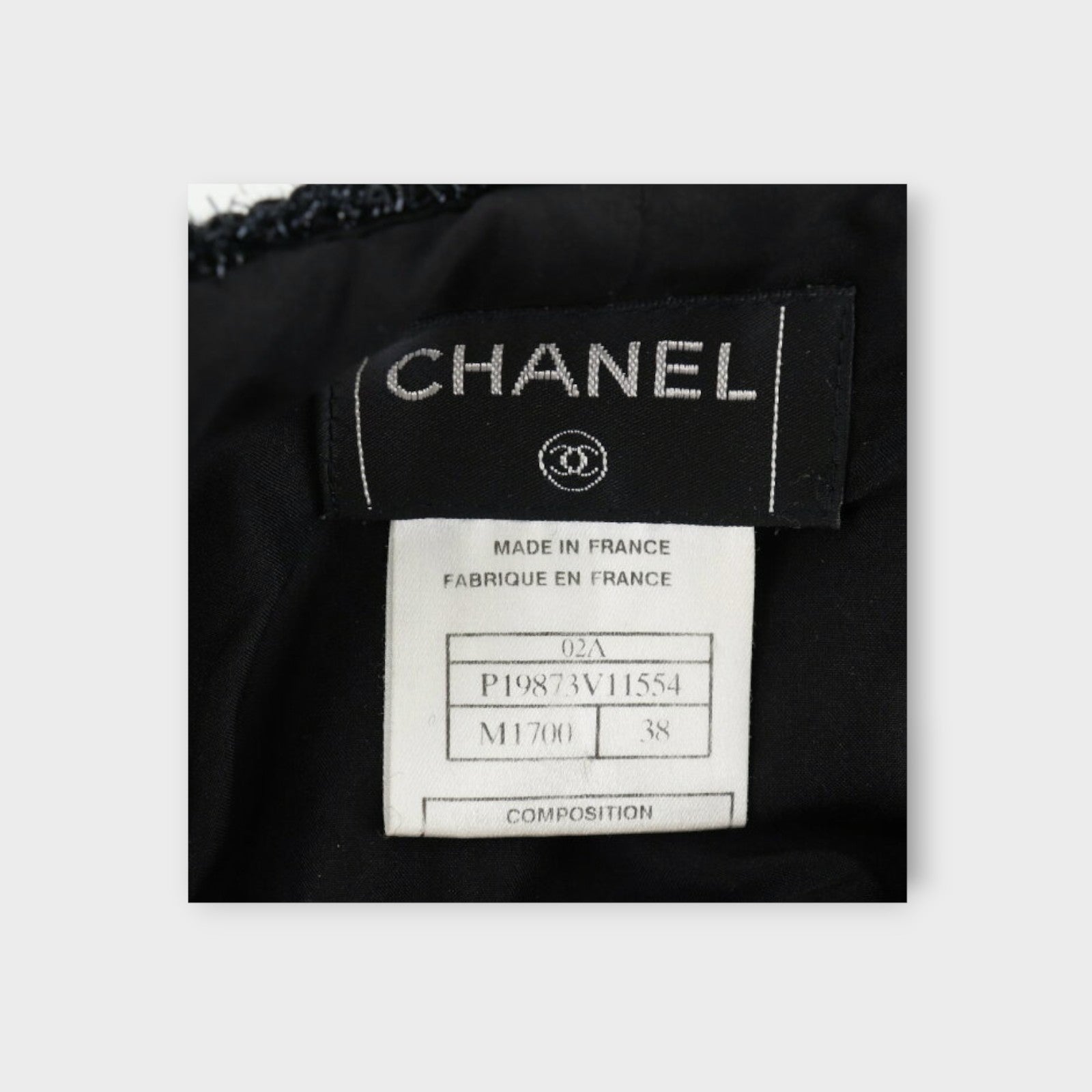 CHANEL Flare Skirt P19873V11554 Tweed Made in France 2002 Black