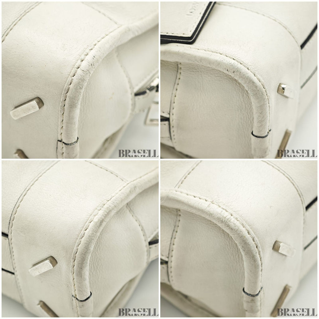 Loewe Amazona 23 A039N07X02 Handbag Shoulder Bag 2Way Pearl Gray Leather