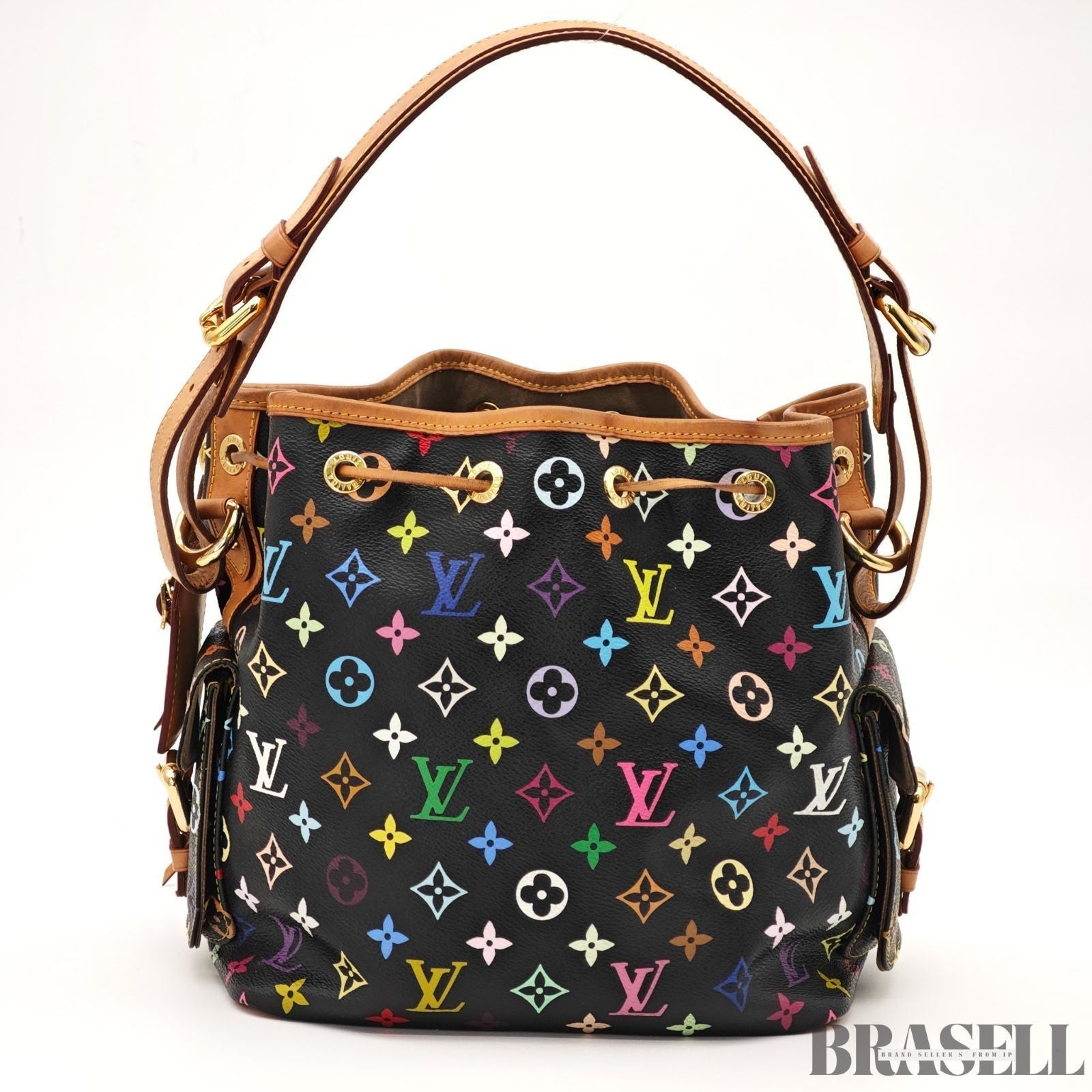 LOUIS VUITTON Monogram Multicolor Petit Noe Bag Handbag Black M42230 Auth