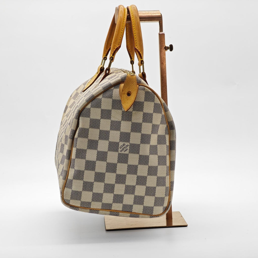 LOUIS VUITTON Damier Azur Speedy N41533 Boston Bag Large Capacity White