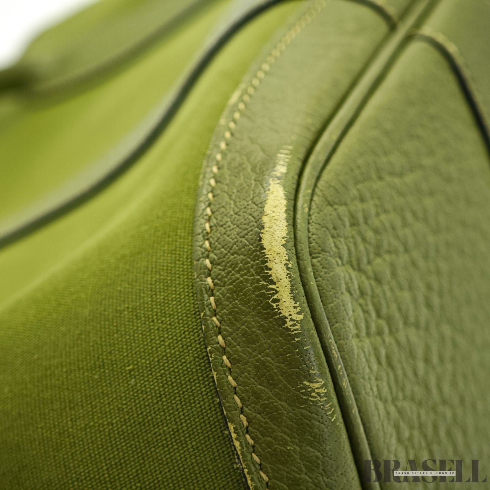 HERMES Garden Party MM Green Cobalt Canvas Leather Tote Bag Women’s