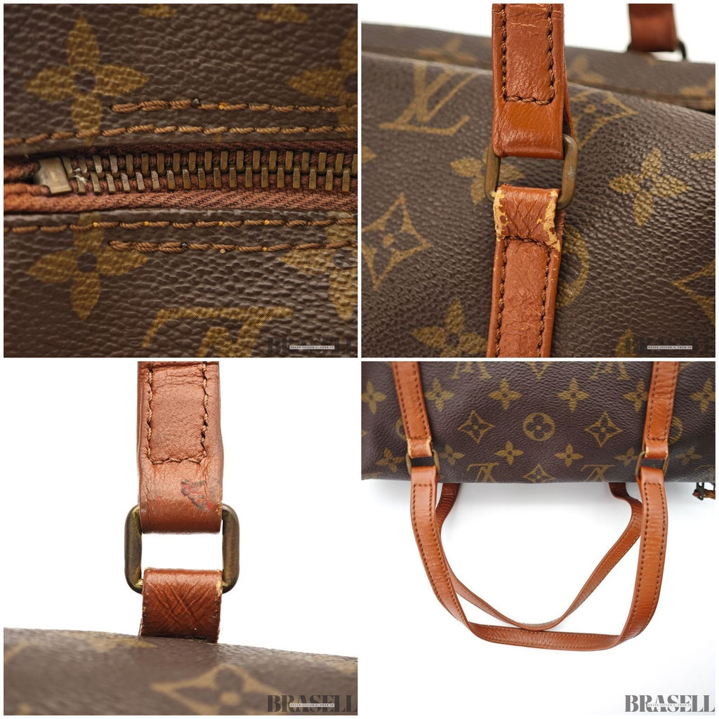 Auth Louis Vuitton Monogram Papillon GM M51365 Handbag Tote Bag Brown w/Poach