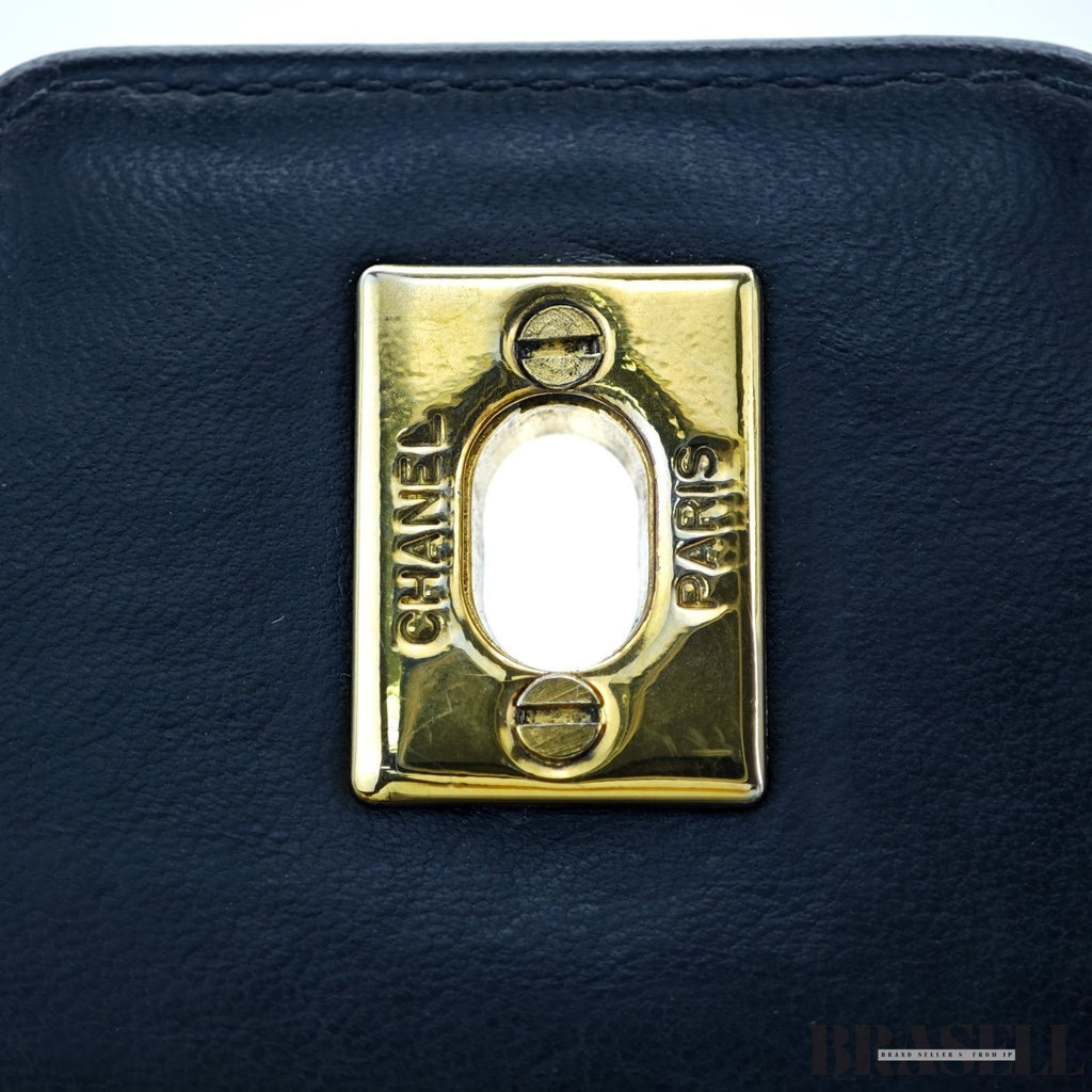 Chanel Matelassé Coco Mark Diana Shoulder Bag Flap Compact Black Leather Women