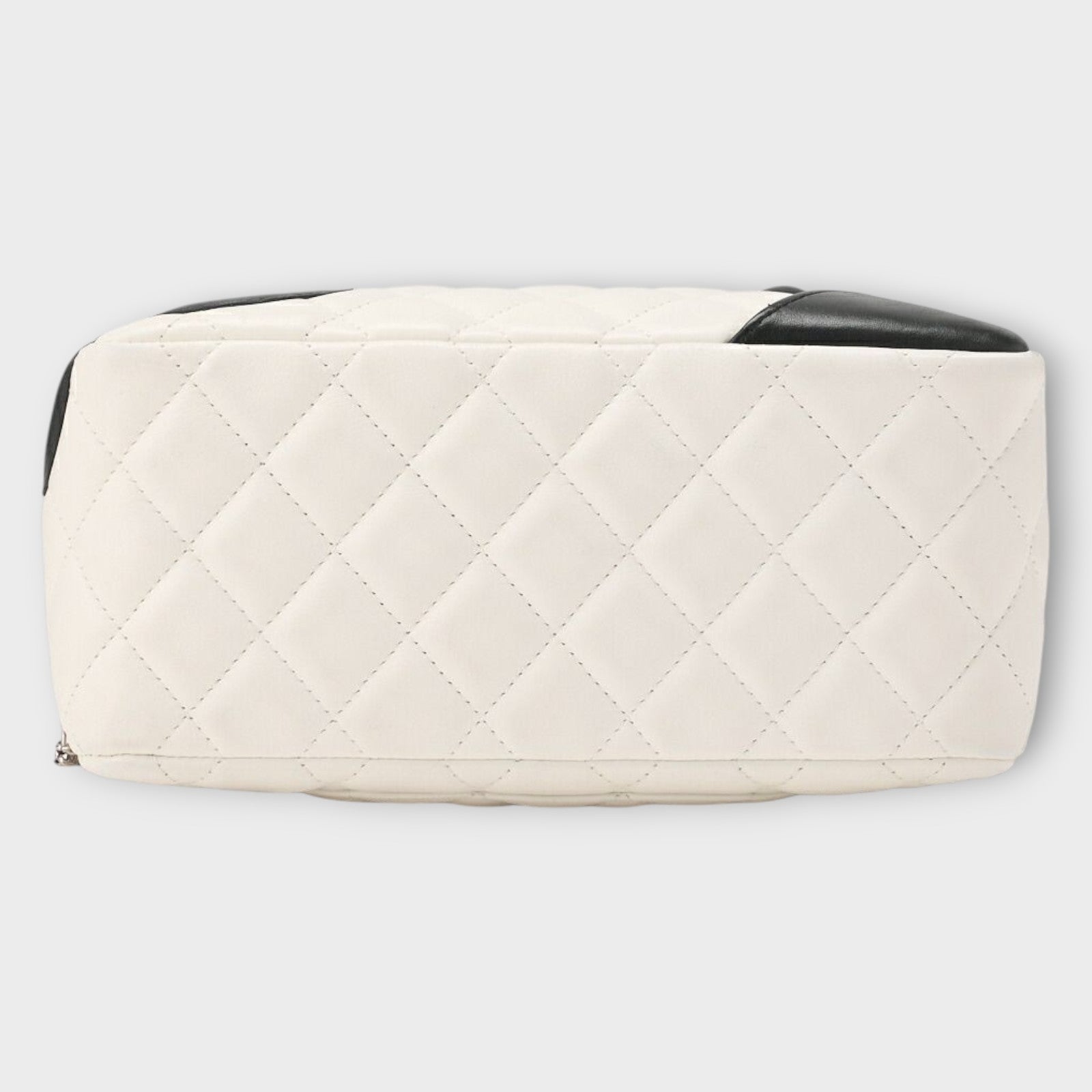 CHANEL Cambon Line Calfskin Mini Tote Bag in White and Black