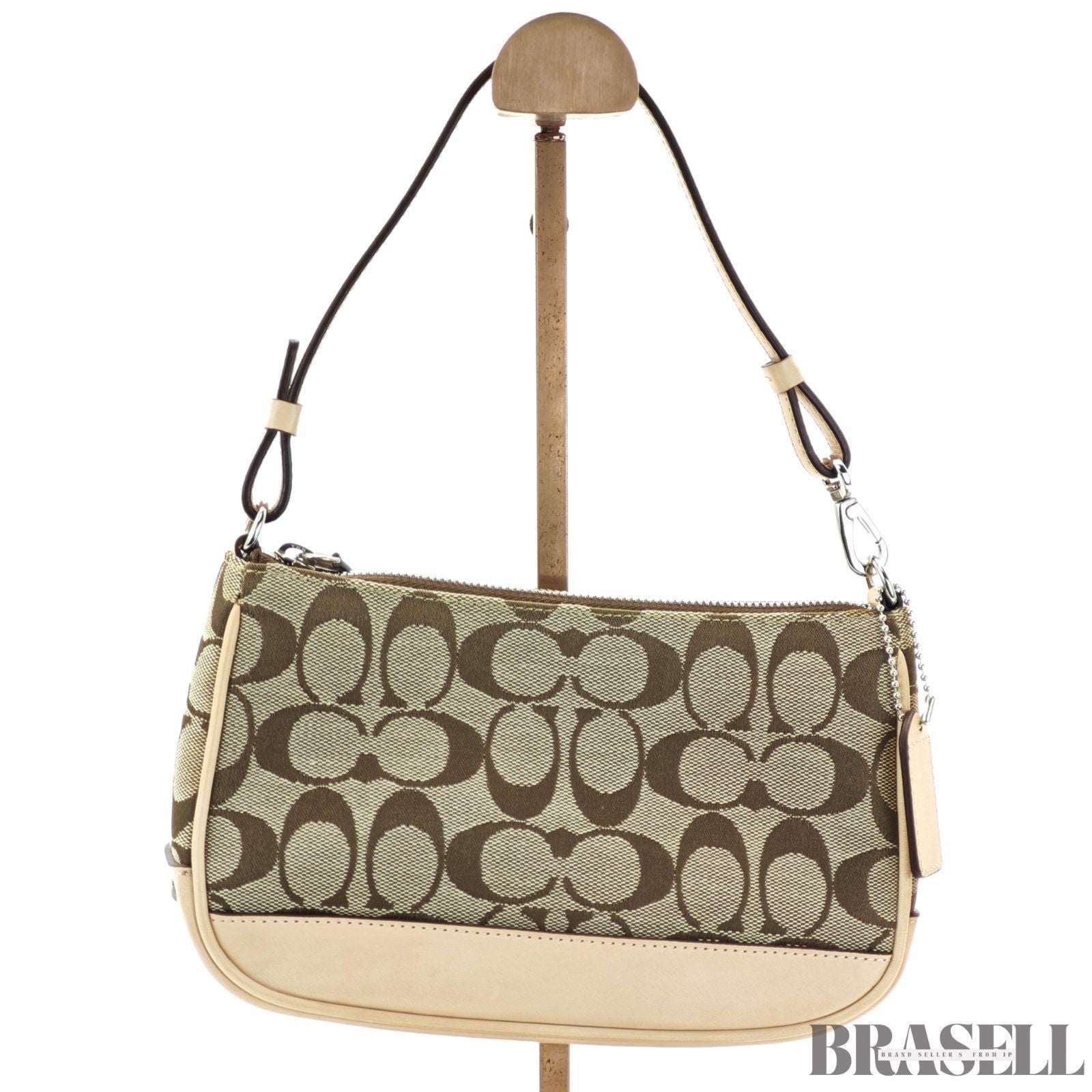 COACH Signature Mini Bag Beige Handbag Women's with Dust Bag