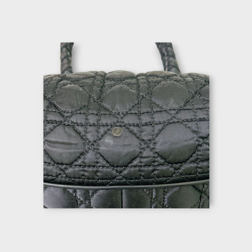 Christian Dior Handbag Tote Bag Leather Nylon Black Silver Hardware 【B】
