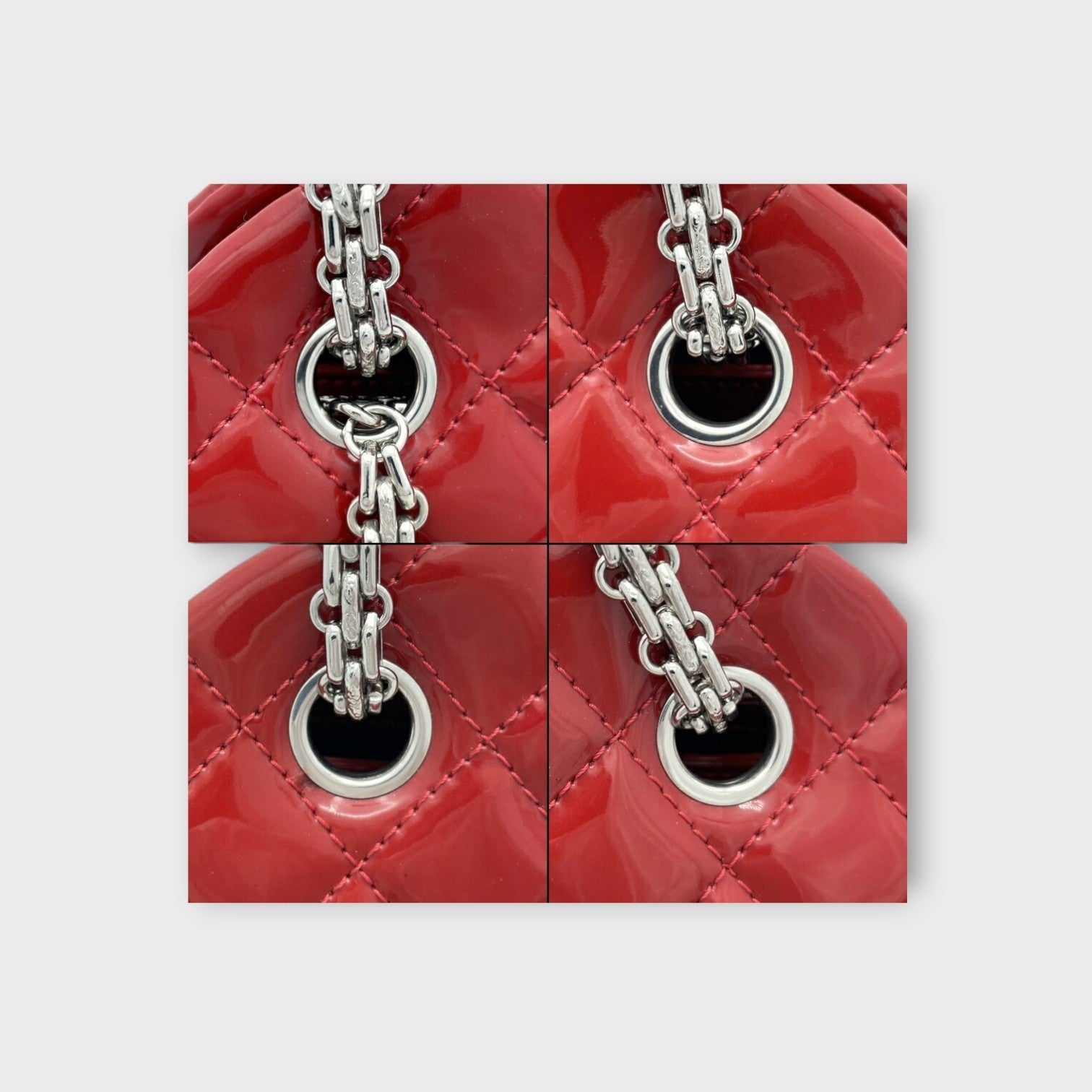 CHANEL Mademoiselle Chain Shoulder Bag Matelassé Coco Mark Red Leather 【B】