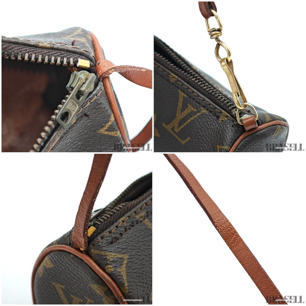 Auth Louis Vuitton Monogram Papillon GM M51365 Handbag Tote Bag Brown w/Poach