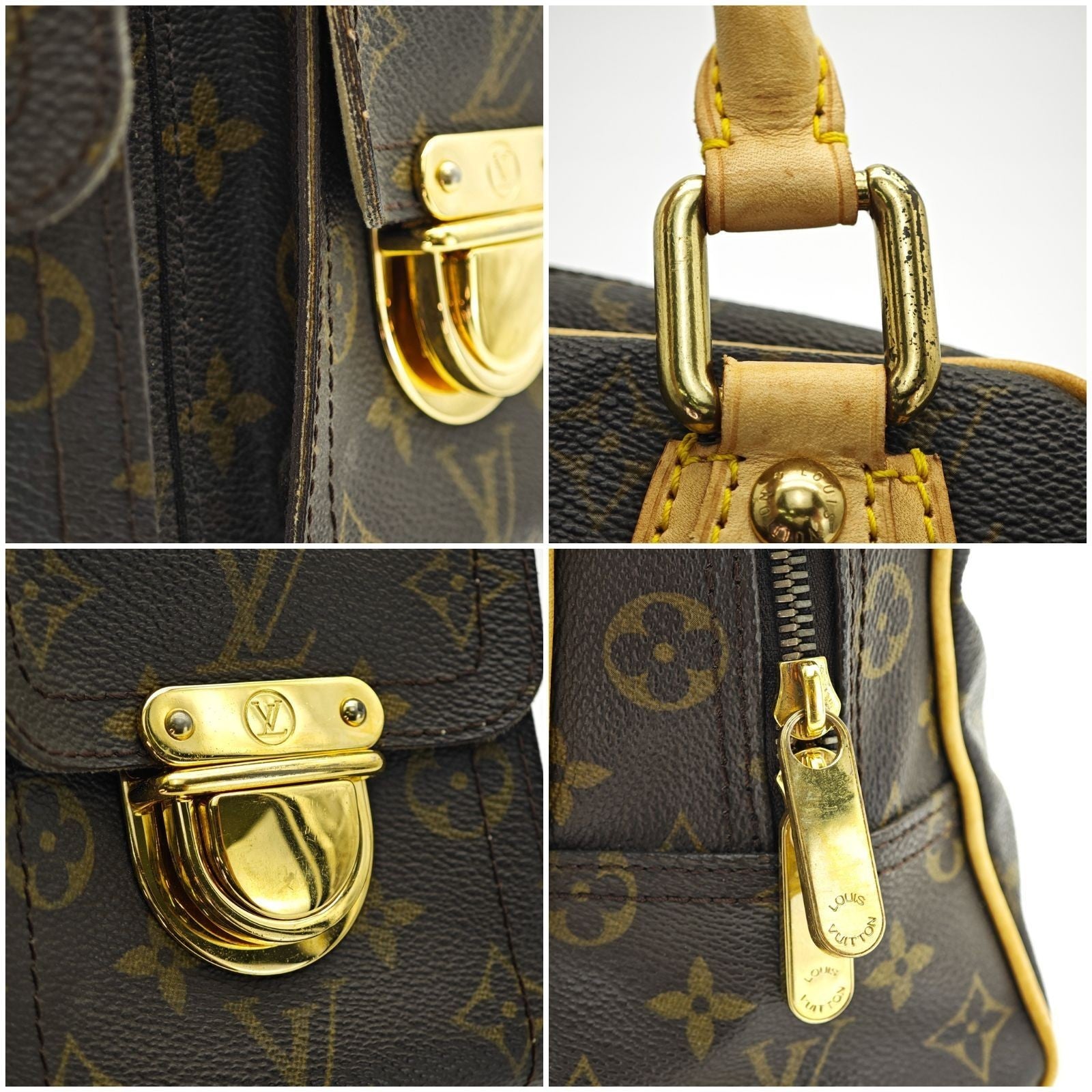 LOUIS VUITTON Manhattan PM M40026 Monogram Handbag Shoulder Bag Brown Women’s
