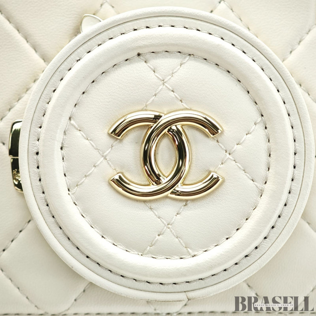 Chanel Matelassé Camera Bag AS4817 Shoulder Bag Compact With Mirror White