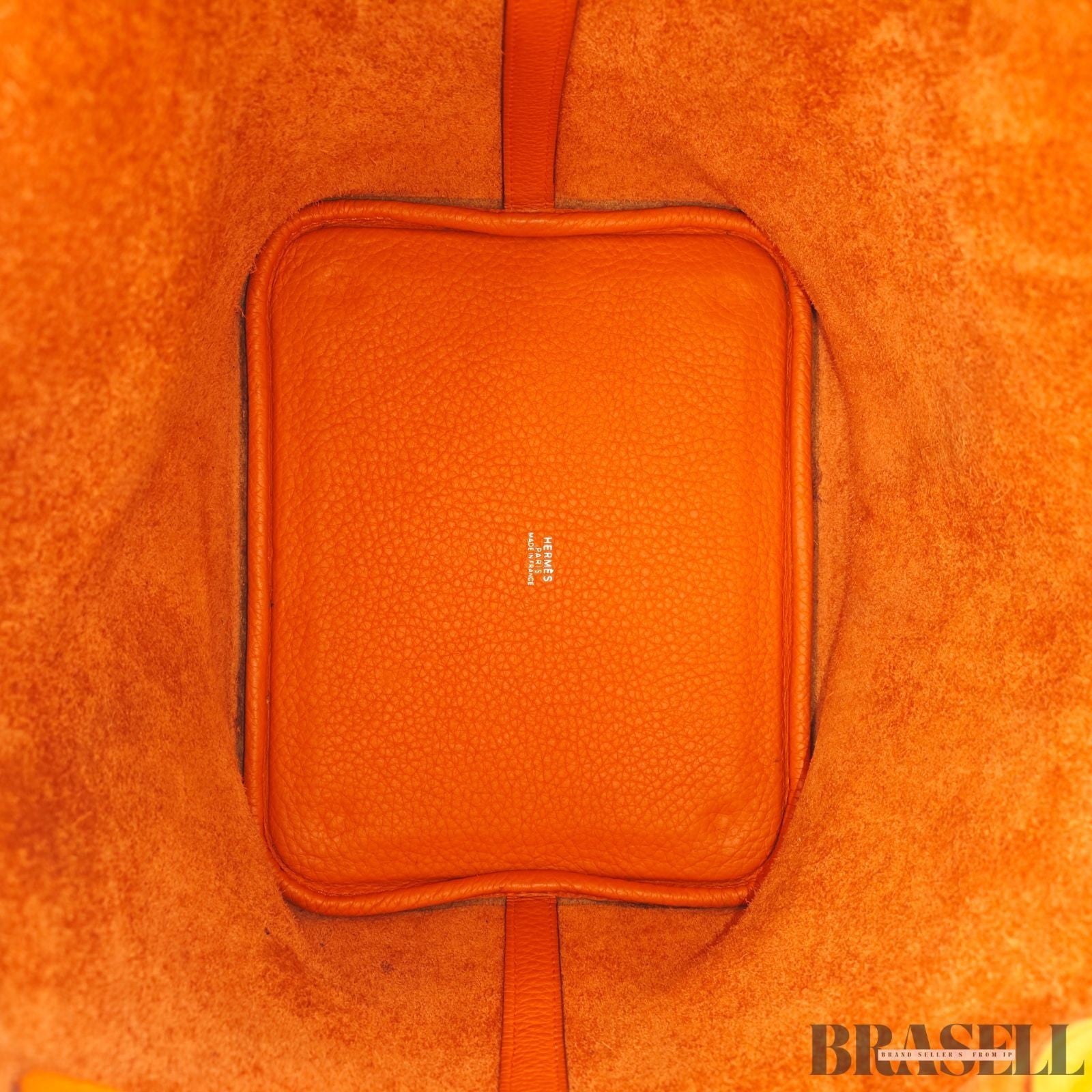 HERMES Picotin Lock MM Tote Bucket Bag Handbag Leather Orange Taurillon Clemence