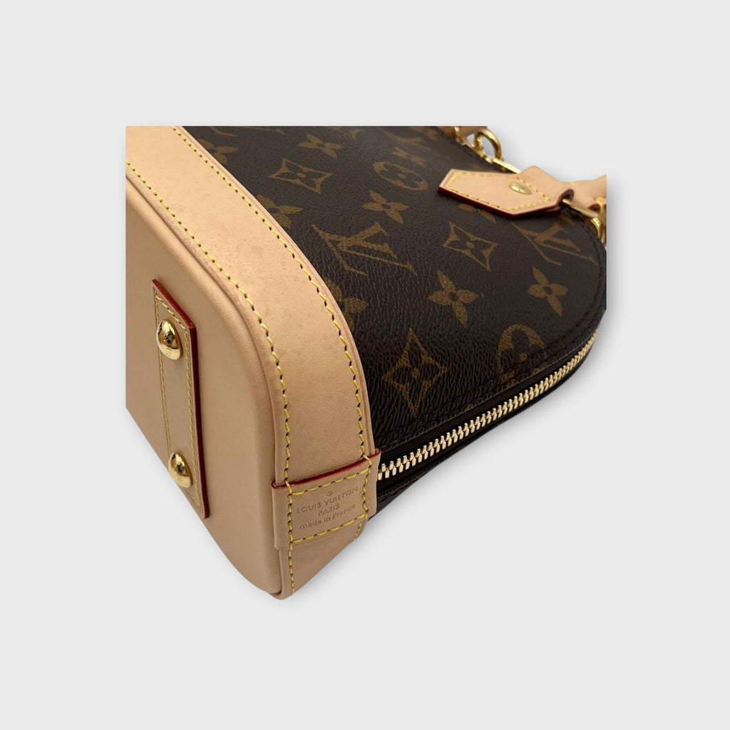 Louis Vuitton Alma BB M53152 Monogram 2Way Handbag Brown Beige Leather 【S】