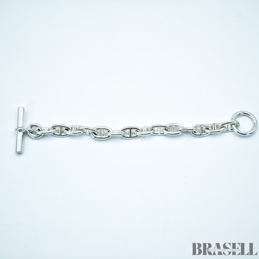 Hermès Chaine d’Ancre Bracelet MM 14 Links Silver 925 52.4g 240079 w/Box & Tag