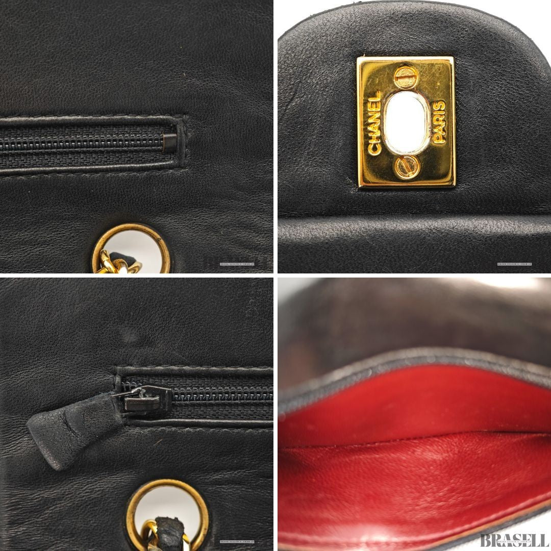 CHANEL Matelassé A01112 Black Handbag Black Woman Chain Shoulder Bag Leather