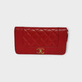 CHANEL Mademoiselle Long Wallet Matelassé Design Coco Mark Passionate Deep Red