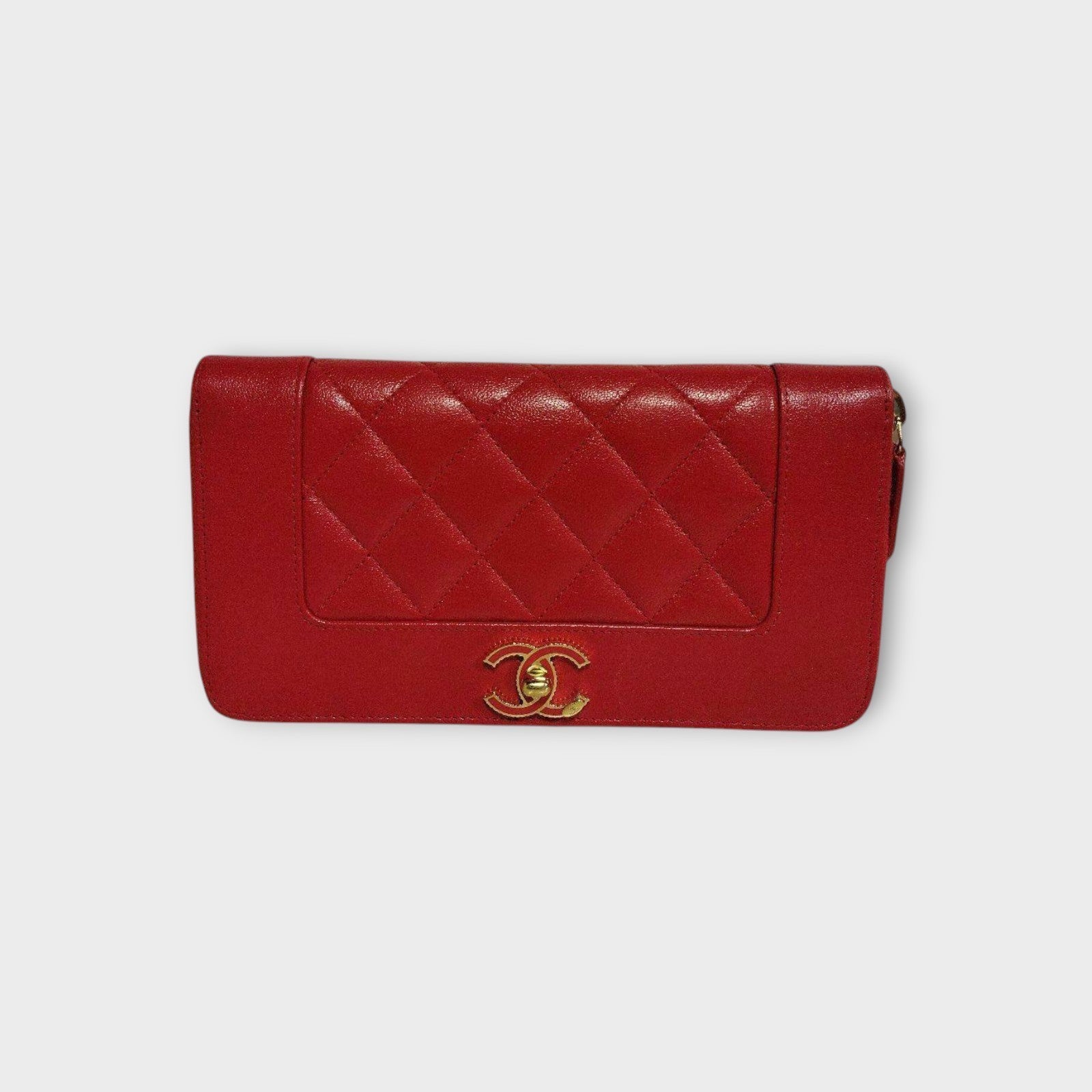CHANEL Mademoiselle Long Wallet Matelassé Design Coco Mark Passionate Deep Red