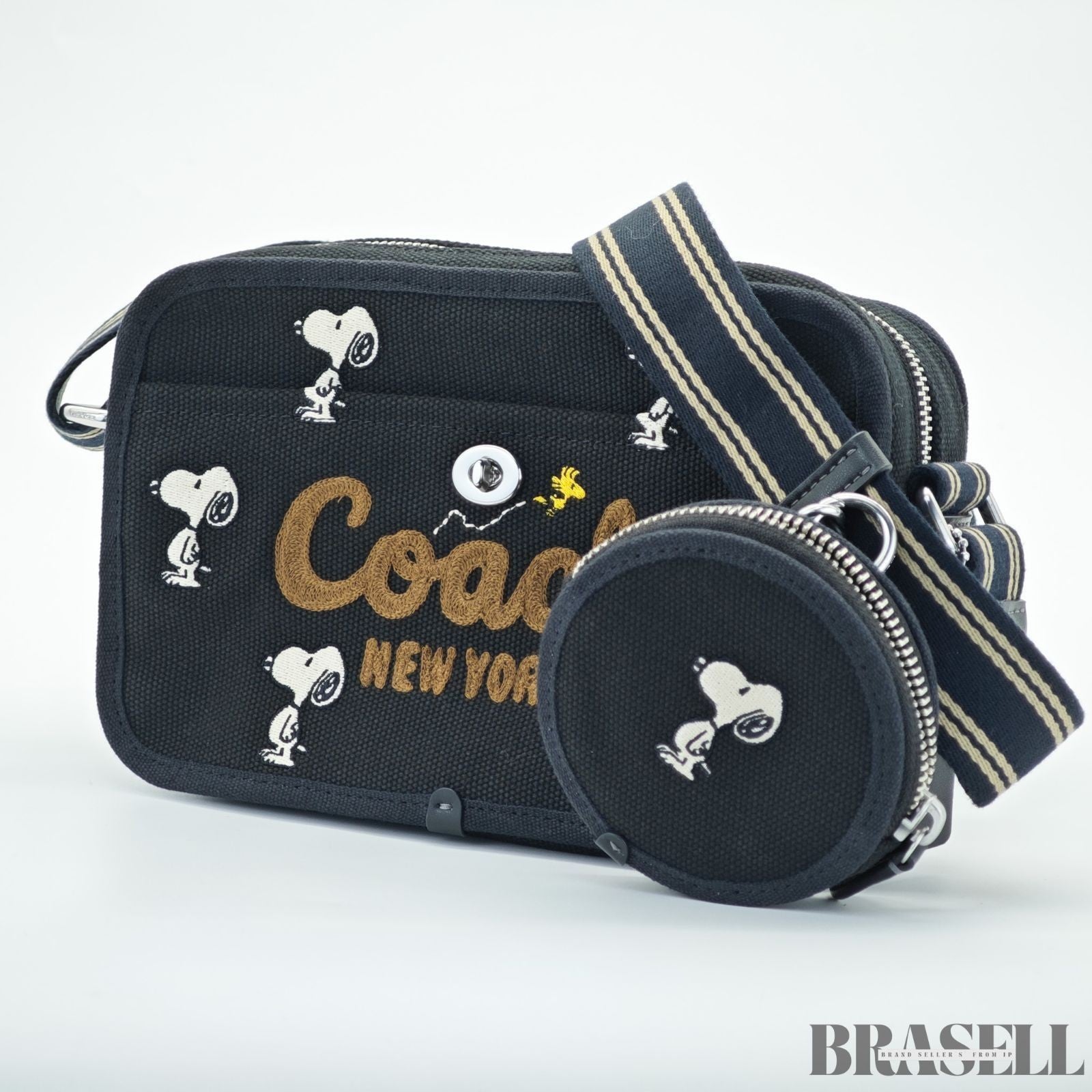 COACH Cargo Camera Bag with Snoopy Print Compact Bag Black