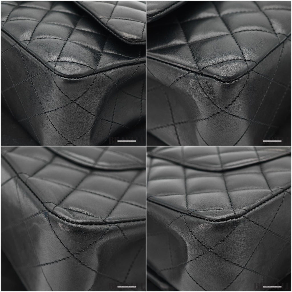 CHANEL Matelasse Classic Flap 25 A01112 Black Shoulder Bag w/ Dust Bag Card