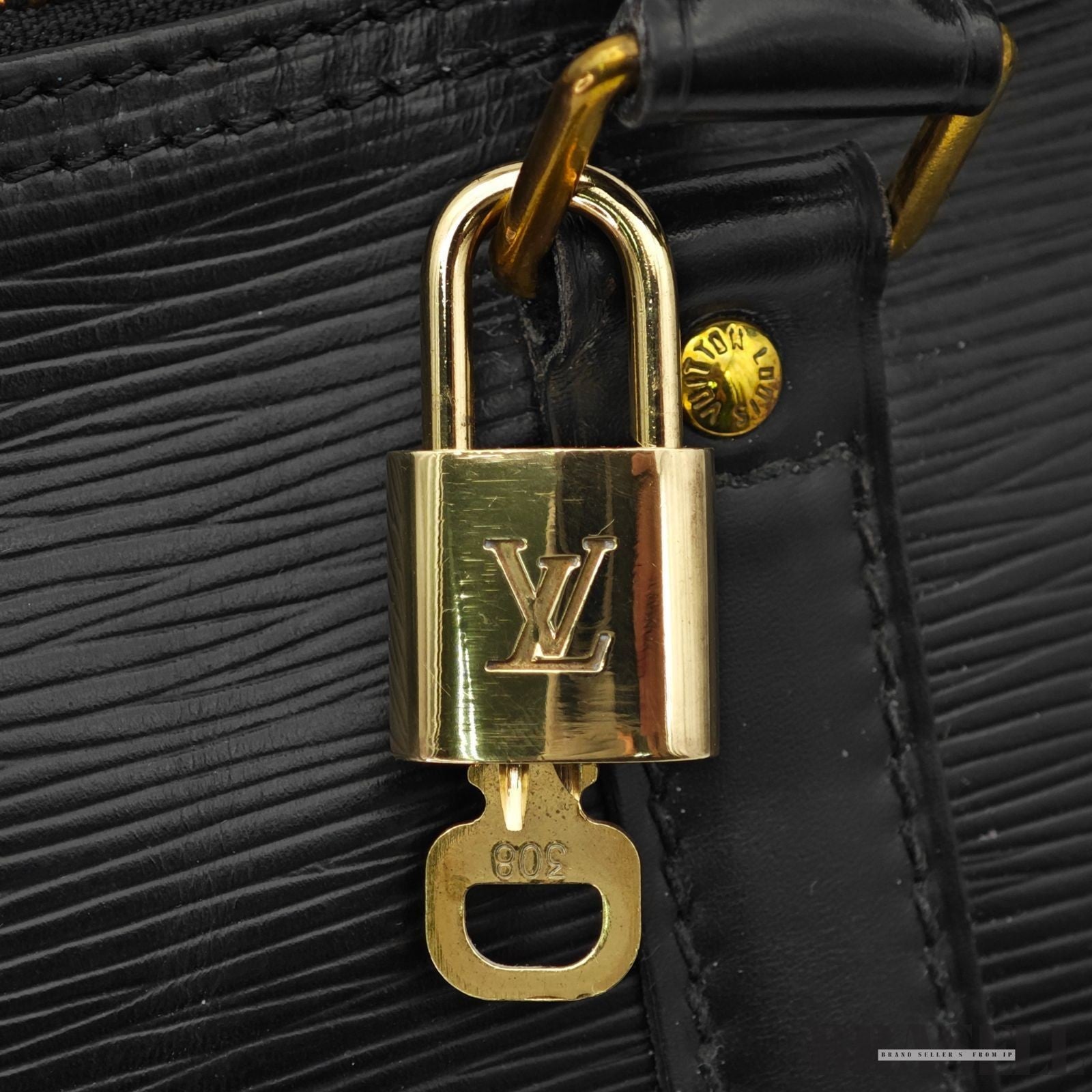 Louis Vuitton Epi Leather Keepall 50 Black Embossed Logo Boston Bag Travel Large