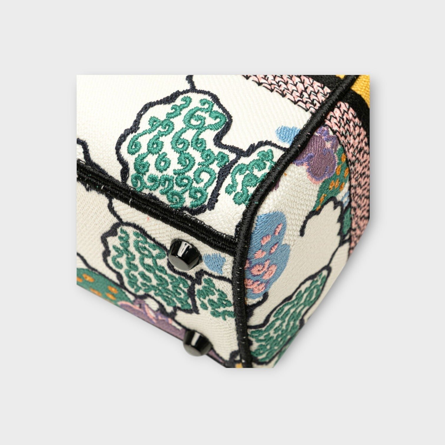 Dior Lady D-Lite Medium Handbag Shoulder Bag 2Way White Multicolor Canvas 【A】