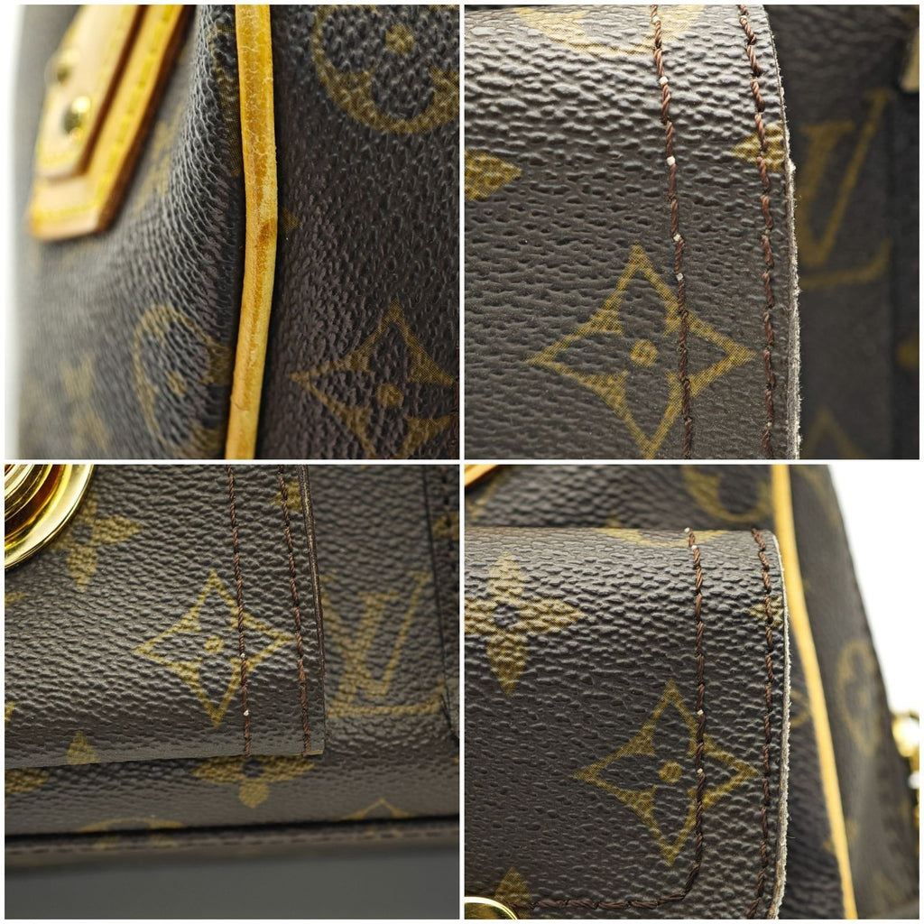 LOUIS VUITTON Manhattan PM M40026 Monogram Handbag Shoulder Bag Brown Women’s