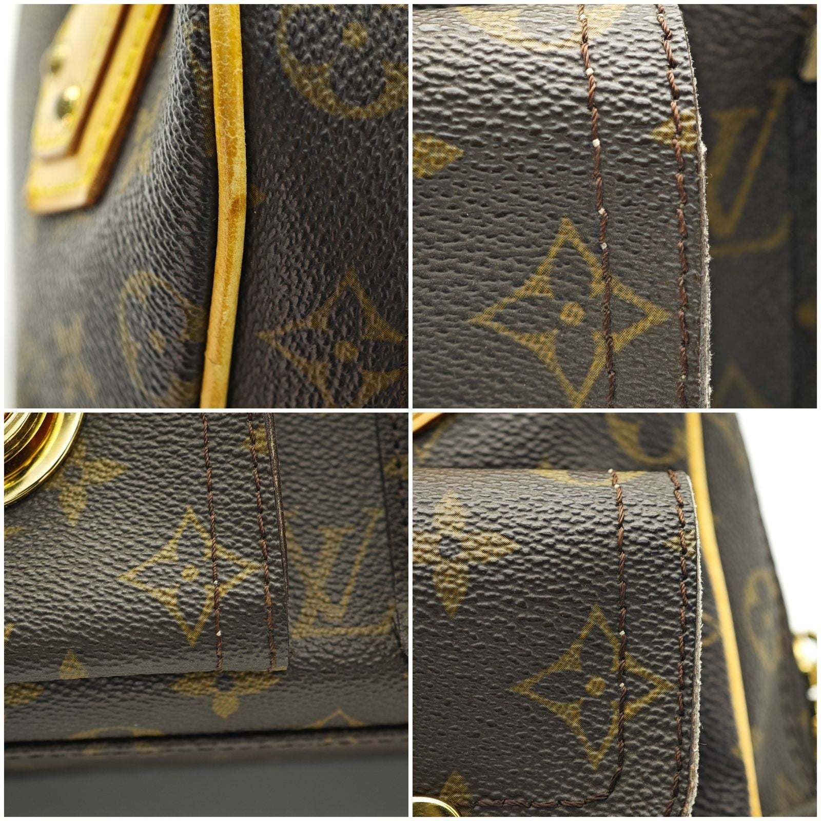LOUIS VUITTON Manhattan PM M40026 Monogram Handbag Shoulder Bag Brown Women’s