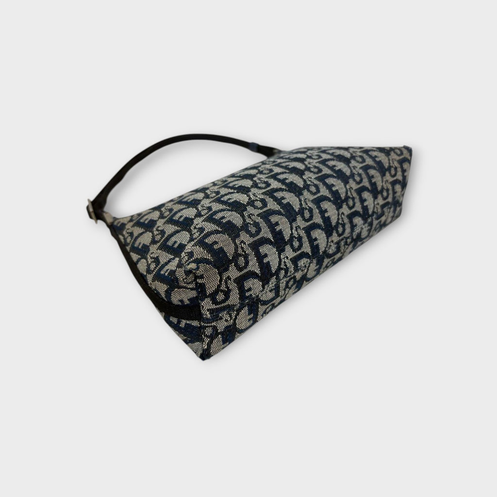 Christian Dior Trotter Accessory Pouch Shoulder Bag Navy Canvas Leather 【B】