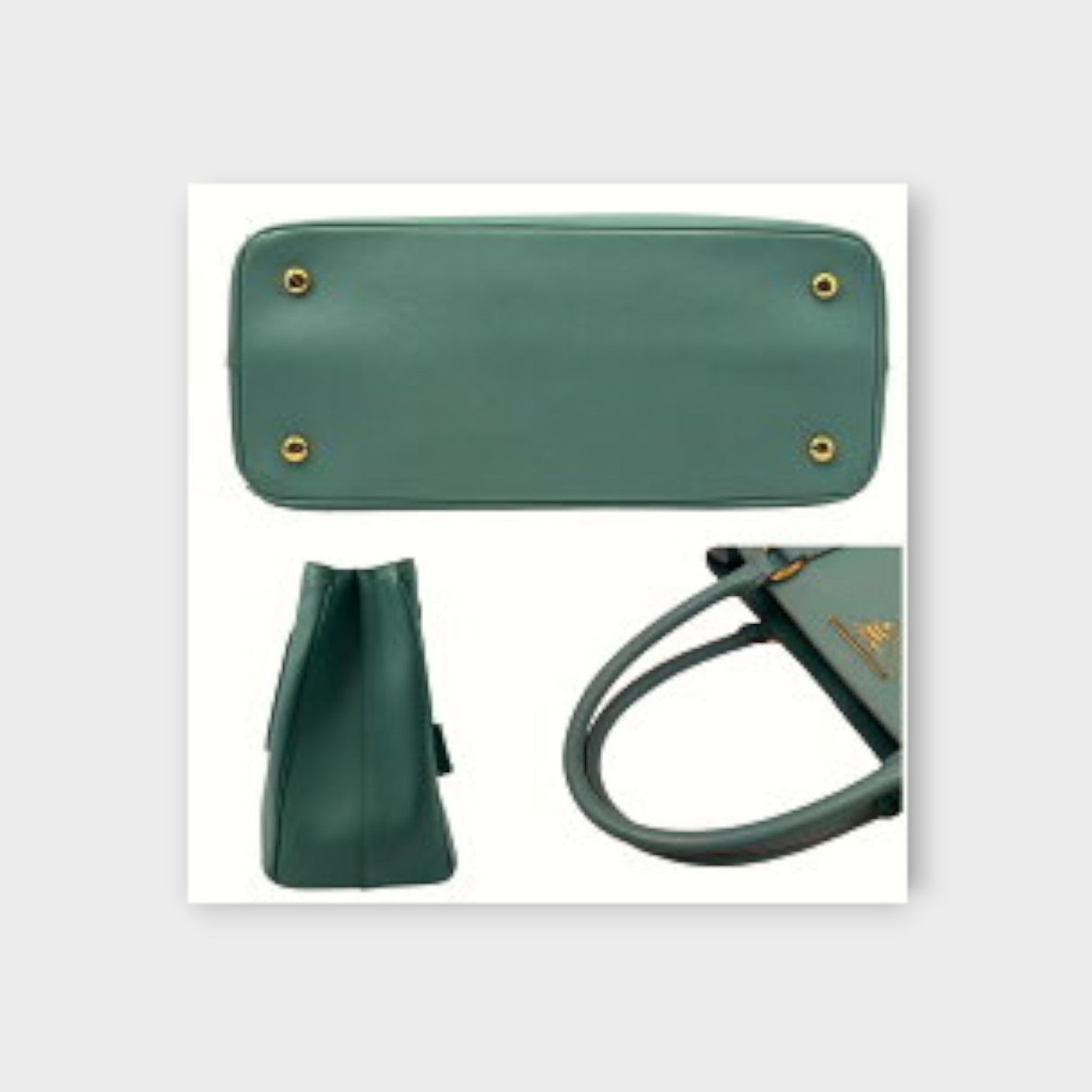 Prada Handbag with Shoulder Strap Leather Blue Green【A】
