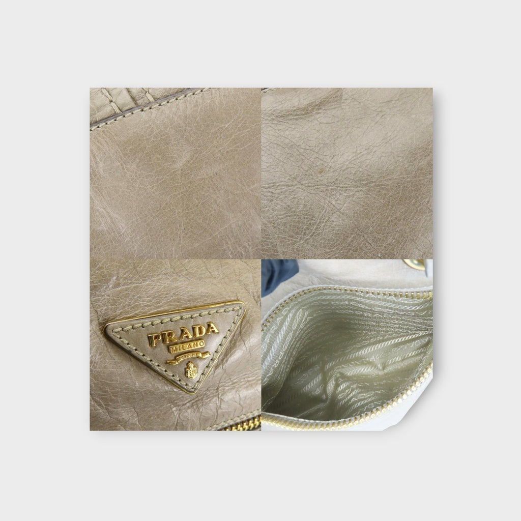 Prada 2Way Handbag BL0678 Triangle Logo Plate Calf Leather POMICE Sand Beige 【B】