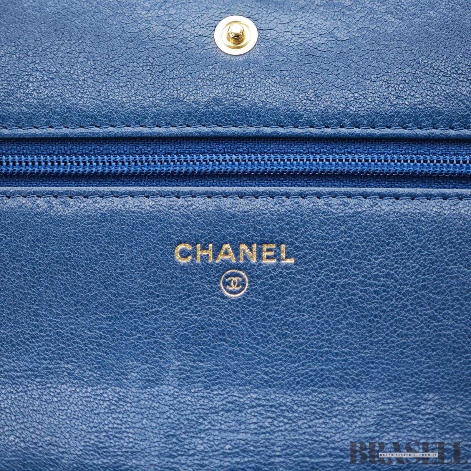 CHANEL CC Chain Wallet Shoulder Bag Black Blue Women's with Guarantee Card