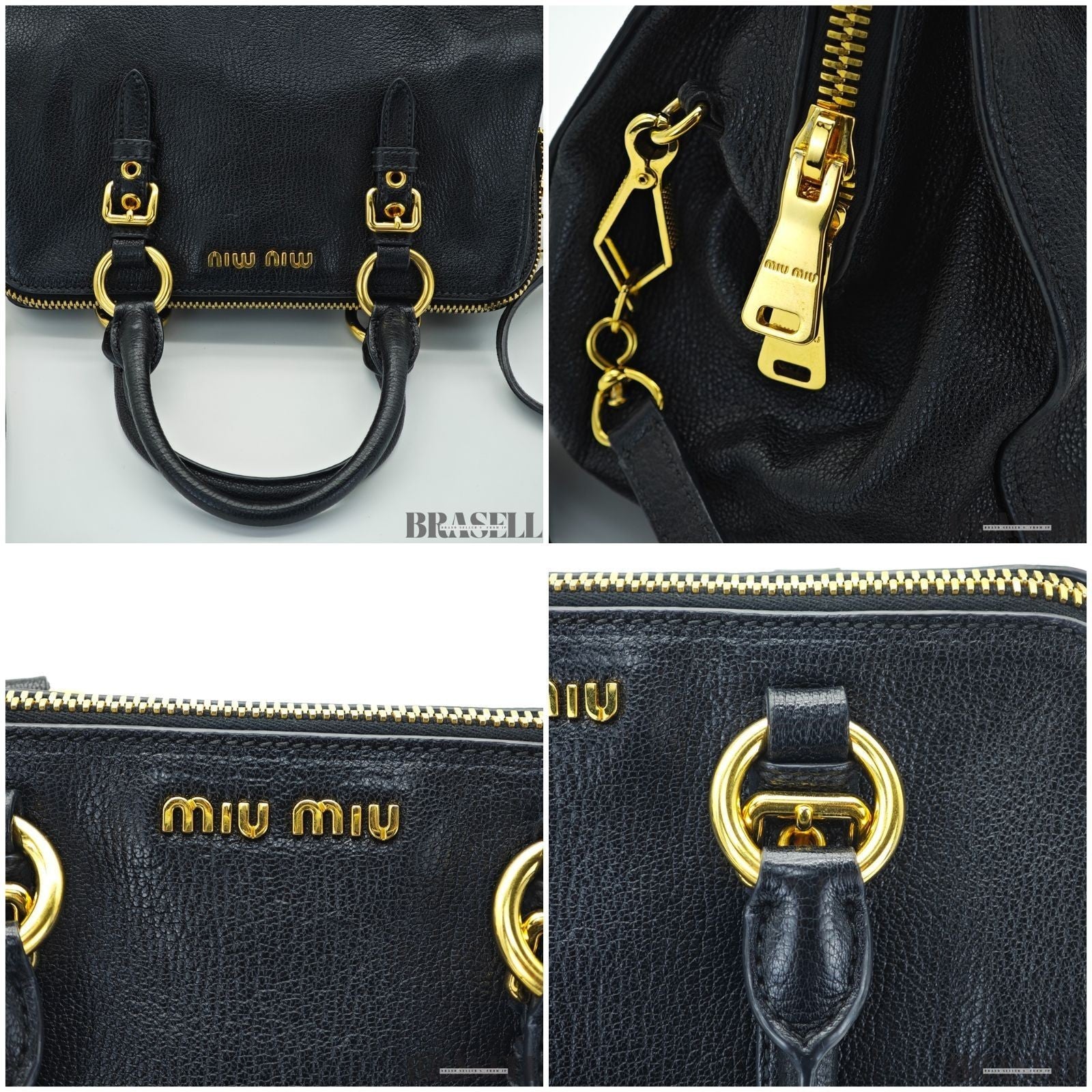 Miu Miu Madras 2-Way Bag RL0058 Handbag Shoulder Bag Black Women's