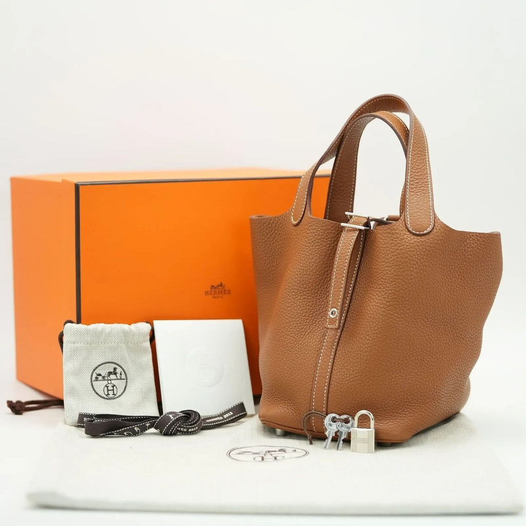 HERMES Picotin Lock PM 18 Gold Taurillon Clemence Leather Bag